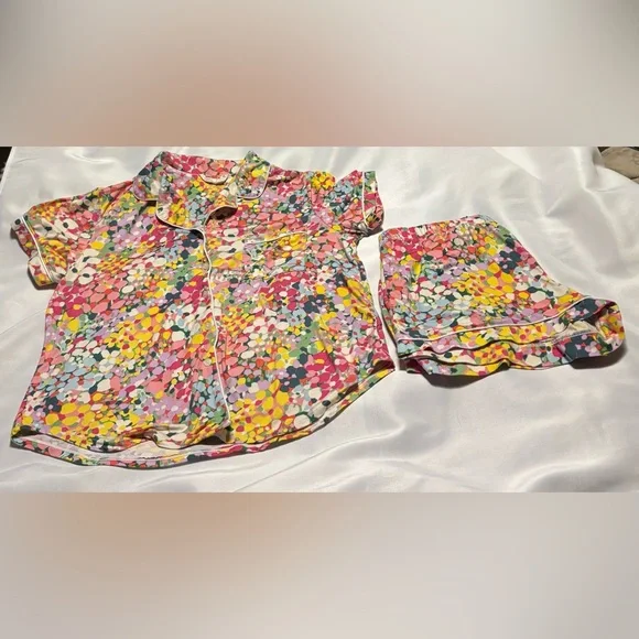 Kate Spade Multicolor Floral Button Down Pajama Short Set with Pockets - Picture 3 of 8